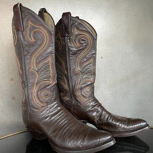 Larry Mahans Leather Snakeskin Vintage Cowboy Boot